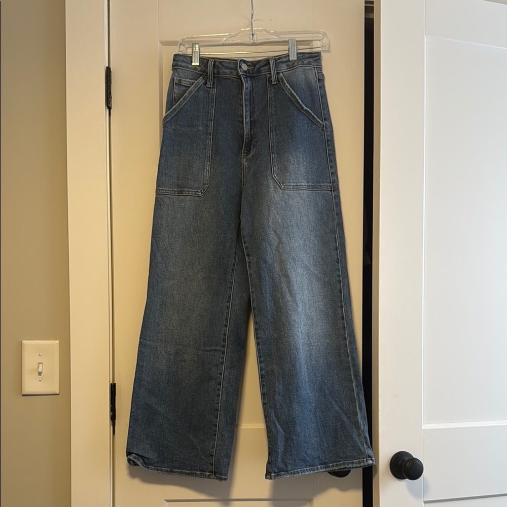 Just Black Blue Flare Wide Leg Jeans
